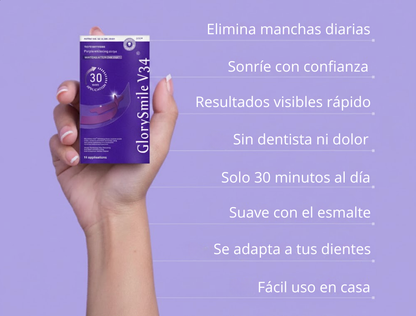 Tiras Blanqueadoras Dentales V34 | Dientes más blancos en pocos días